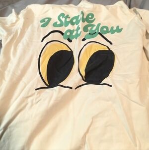Zara Graphic “I Stare at You” Eyes T-Shirt Cream Small